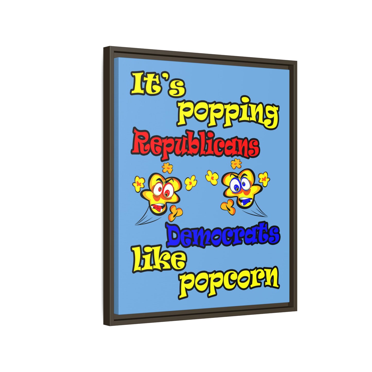popping like popcorn - framed canvas art (light blue)