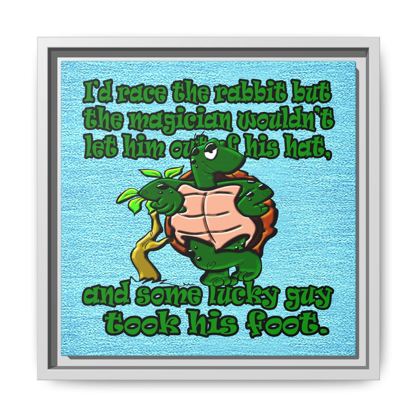 turtle race - framed canvas art (faded blue)