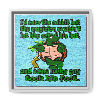 turtle race - framed canvas art (faded blue)