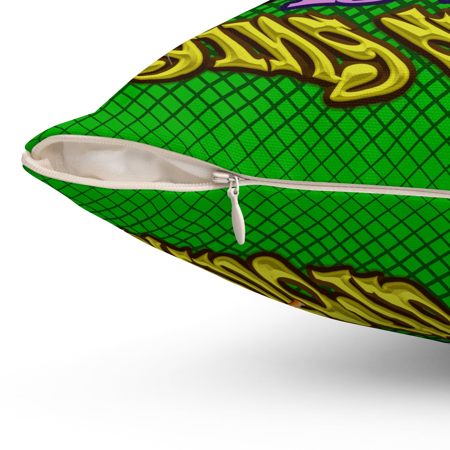 the bum's shit - Spun Polyester Square Pillow - (logo green)