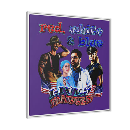 rw&b lives matter - framed canvas art (purple)