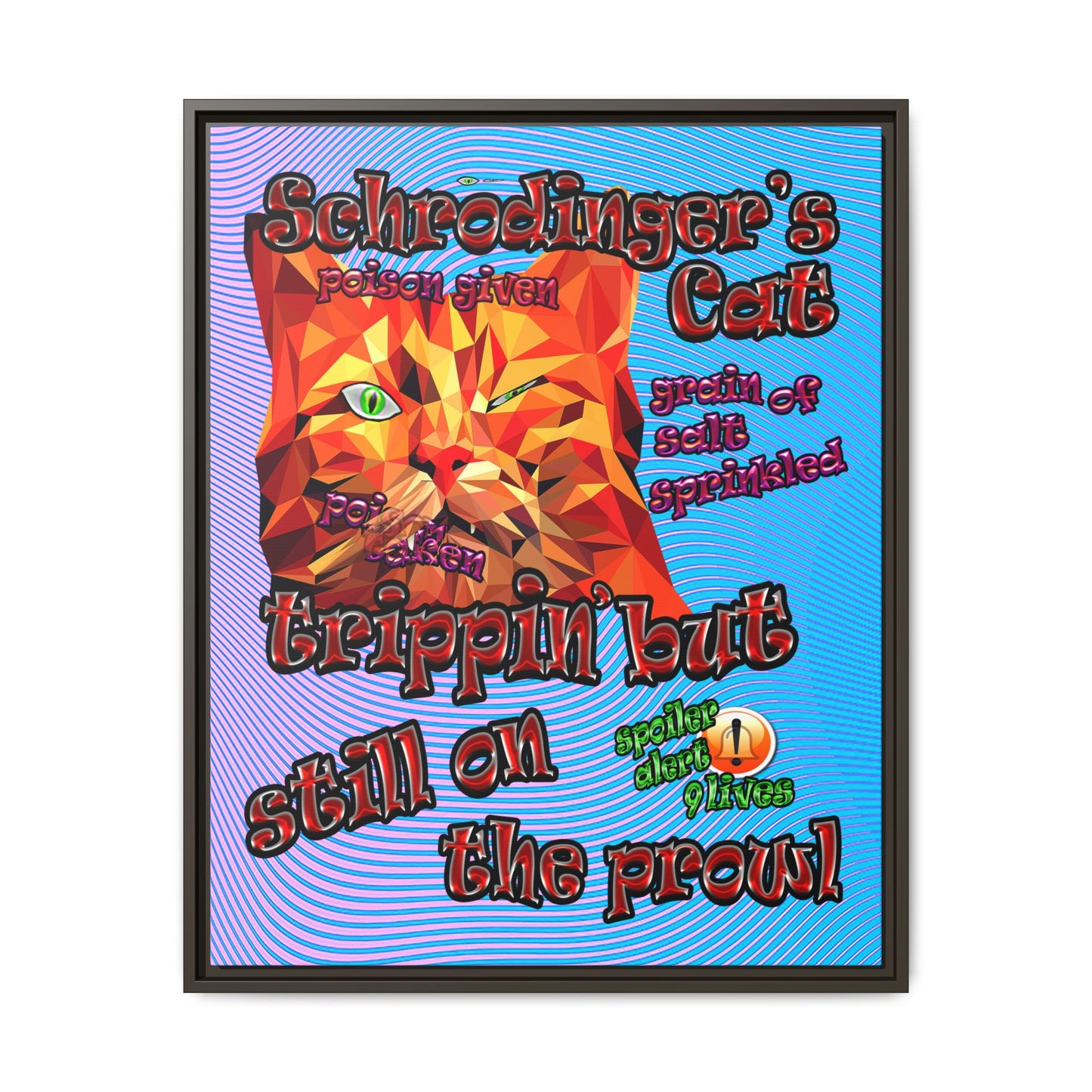schrodinger's cat - framed canvas art (light blue-purple wave)