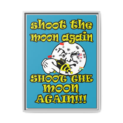 shoot the moon again - framed canvas art (turquoise)