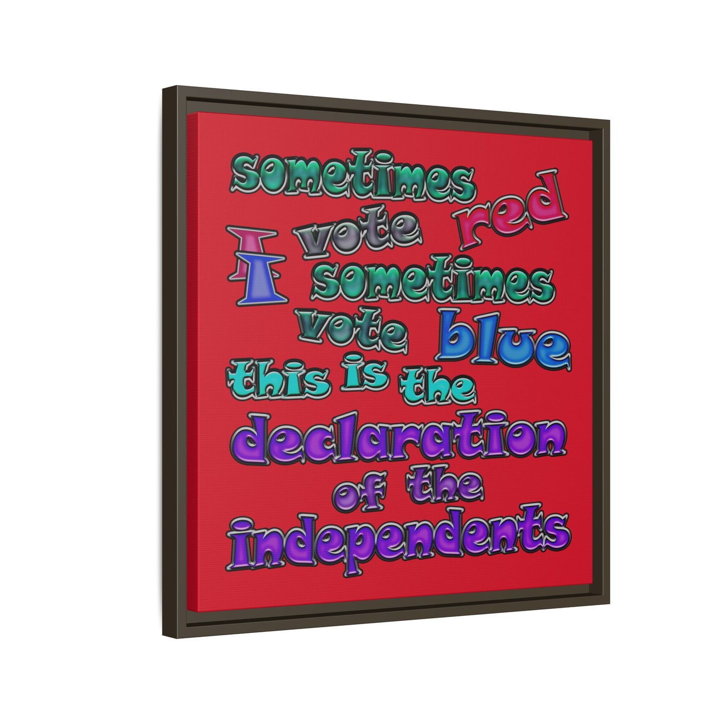 declaration of the independents - framed canvas art (dark red)