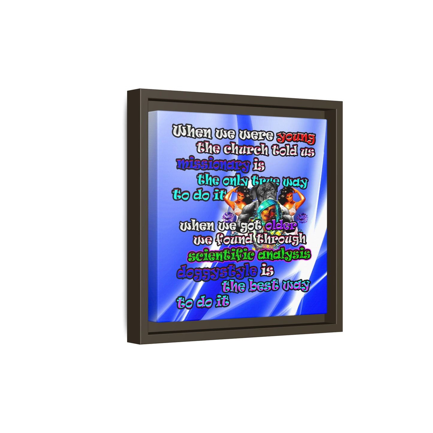 doggystyle - framed canvas art (blue-white wave)