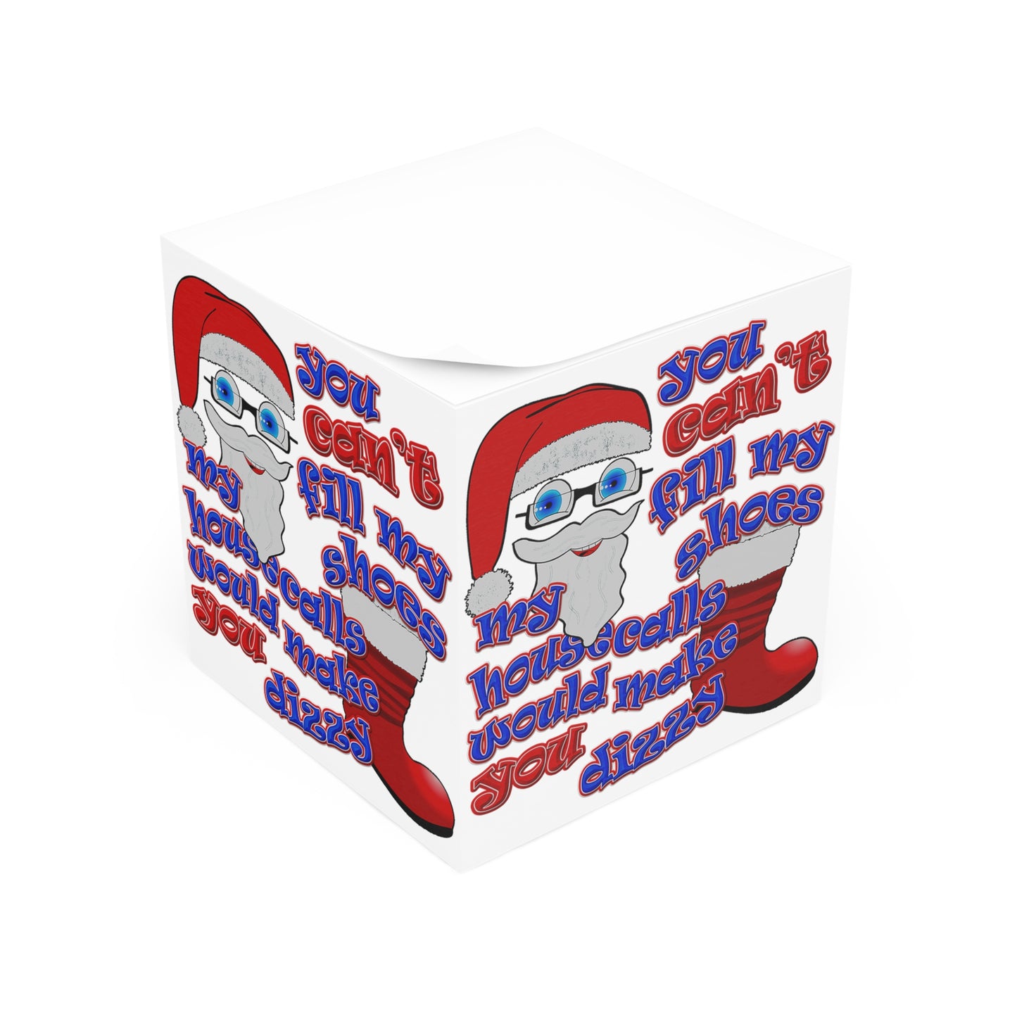 santa's shoes - note cube (white)