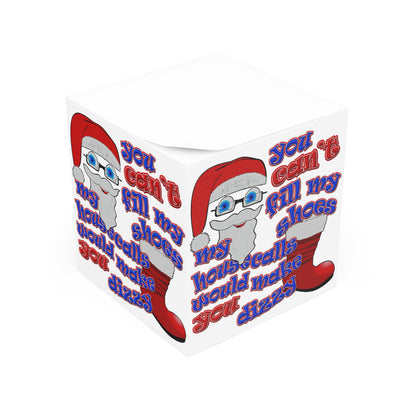 santa's shoes - note cube (white)