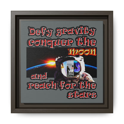 defy conquer reach - framed canvas art (dark grey)