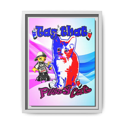 tag that - framed canvas art (light blue-pink wave)