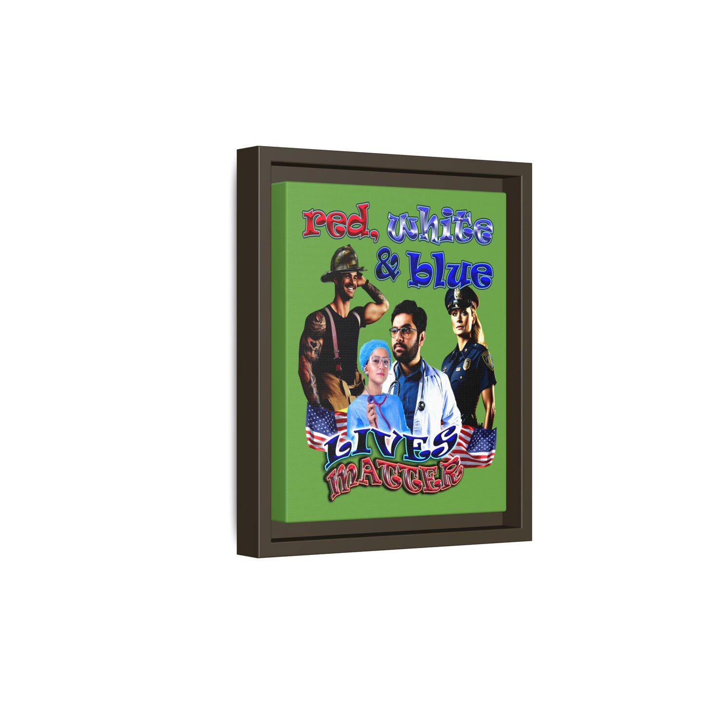 rw&b lives matter - framed canvas art (green)