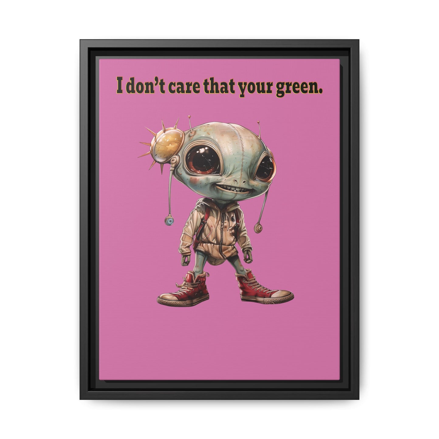 I don't care that your green - framed canvas art (light pink)