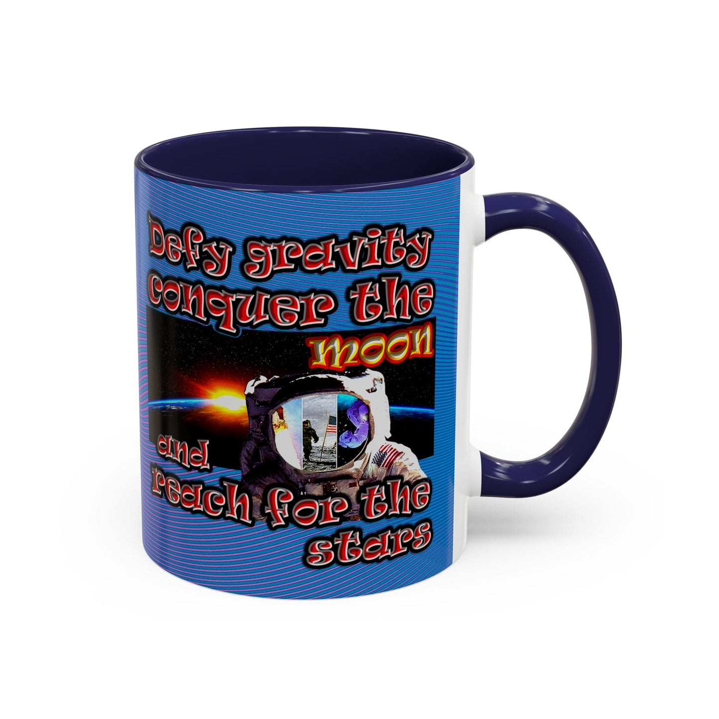 defy conquer reach - Accent Mug (light blue-purple wave)