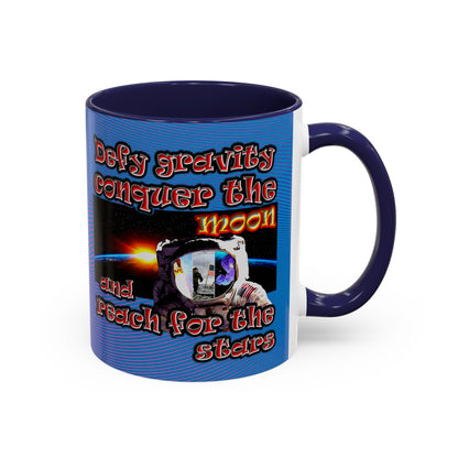 defy conquer reach - Accent Mug (light blue-purple wave)