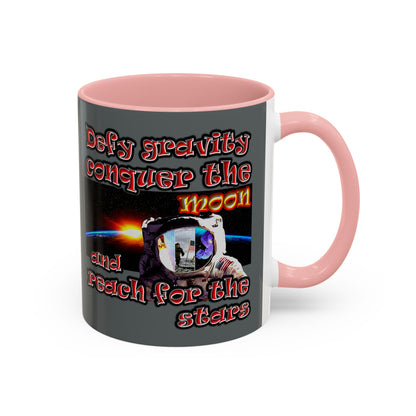 defy conquer reach - Accent Mug (dark grey)