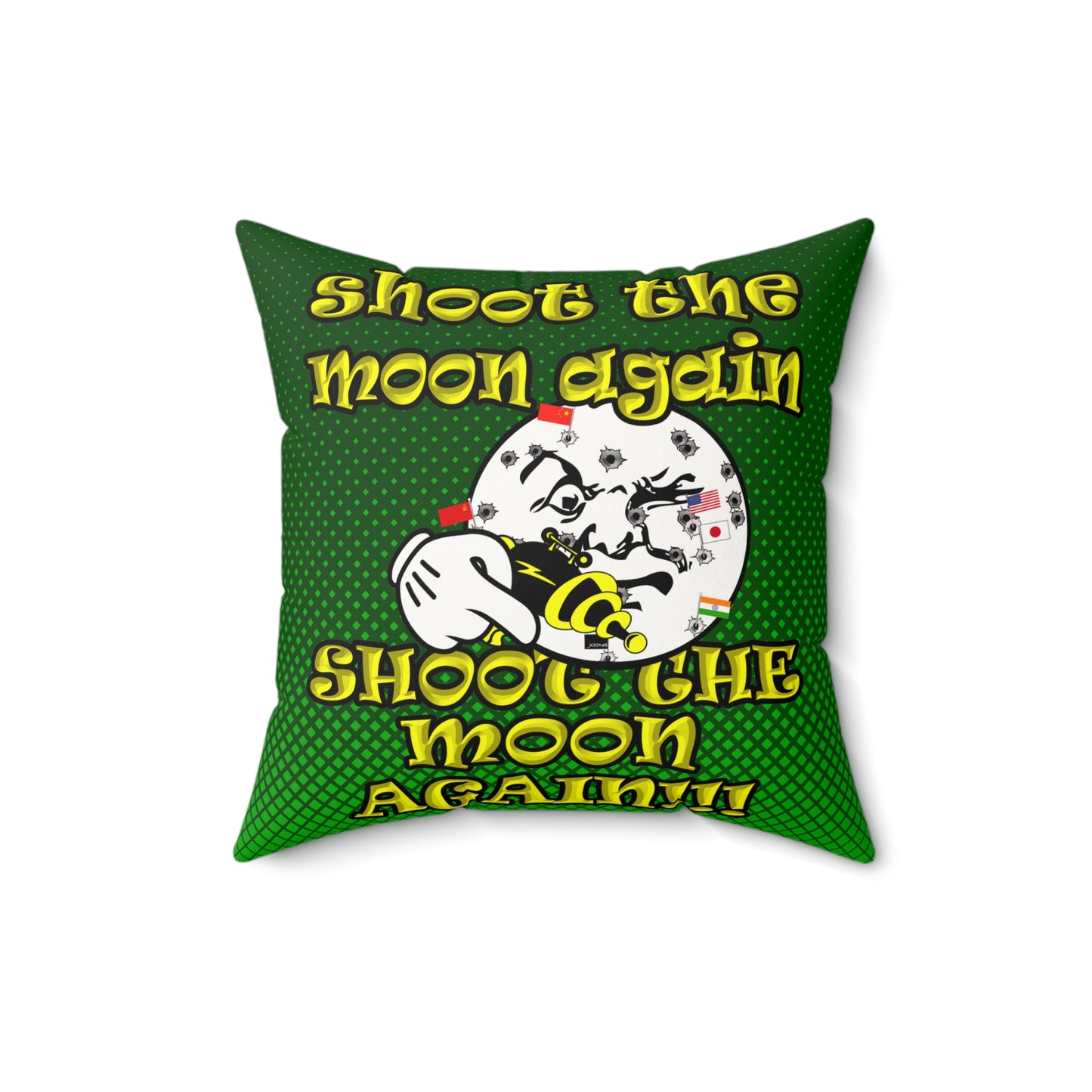 shoot the moon again - Faux Suede Square Pillow - (logo green)