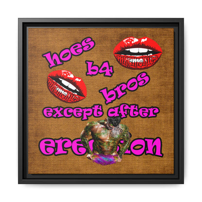 hoes b4 bros - framed canvas art (brown papyrus)