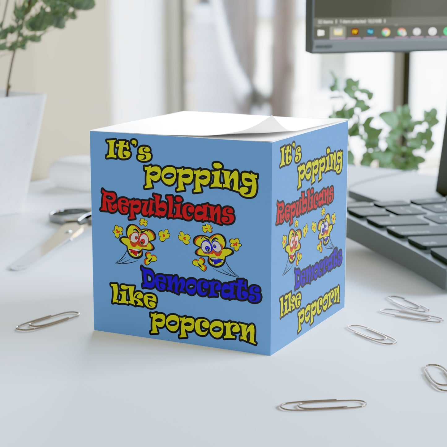 popping like popcorn - note cube (light blue)