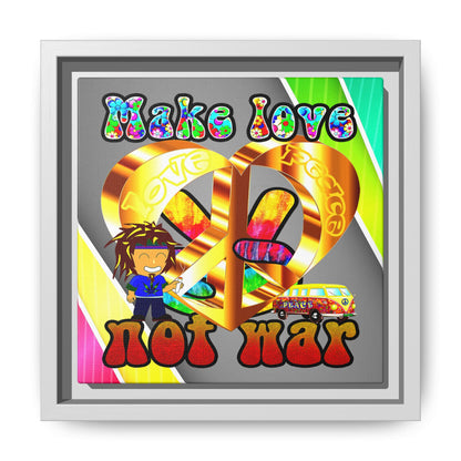love peace - framed canvas art (rainbow split)