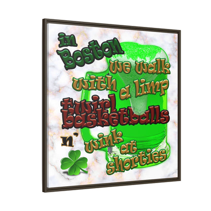 celtics logo - framed canvas art (white marble)