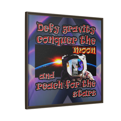 defy conquer reach - framed canvas art (grey-pink wave)