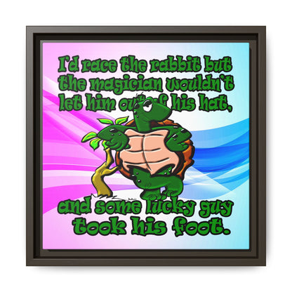 turtle race - framed canvas art (light blue-pink wave)