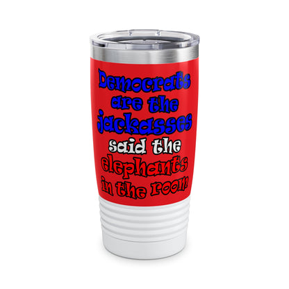 donkeys and elephants - Ringneck Tumbler, 20oz (red)