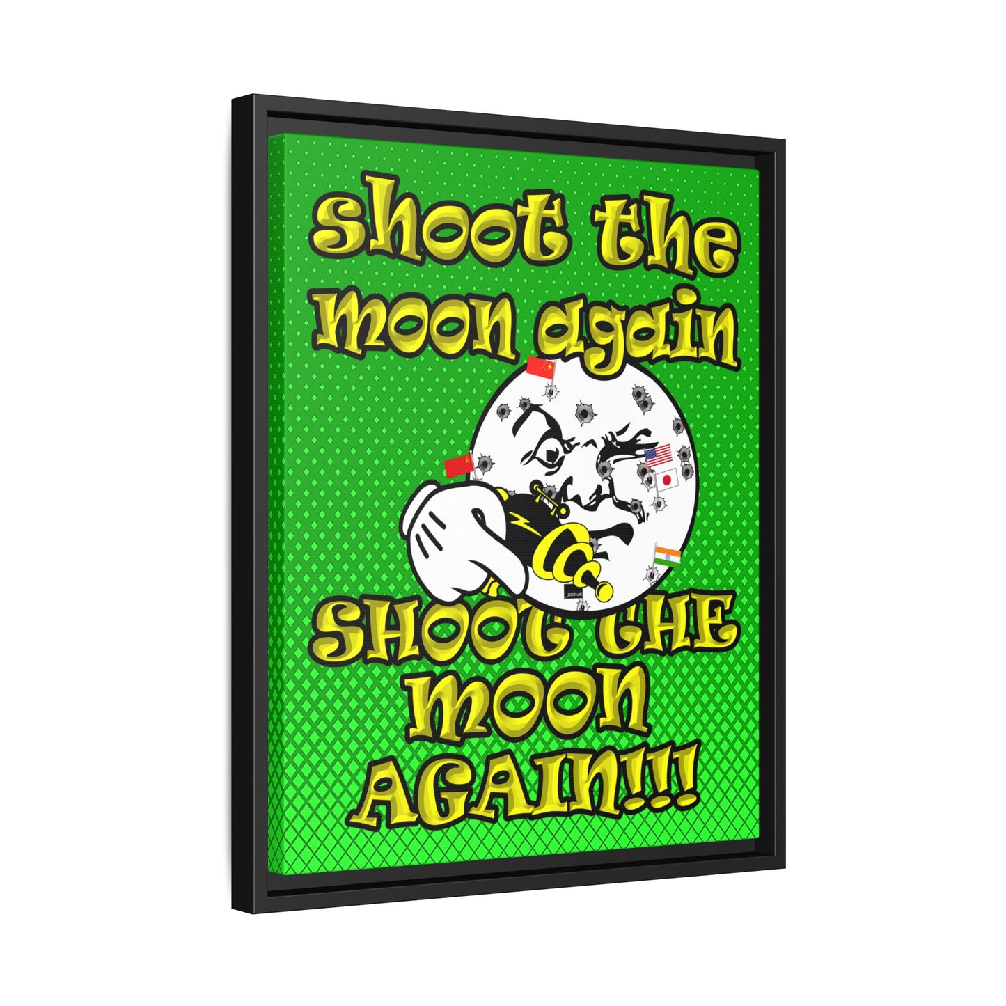shoot the moon again - framed canvas art (logo green)