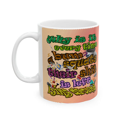 the bum's shit - White Mug (yellow-orange wave)