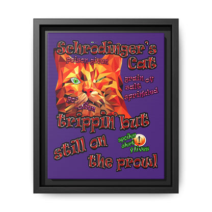 schrodinger's cat - framed canvas art (purple)