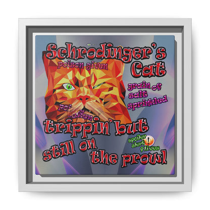 schrodinger's cat - framed canvas art (grey-pink wave)