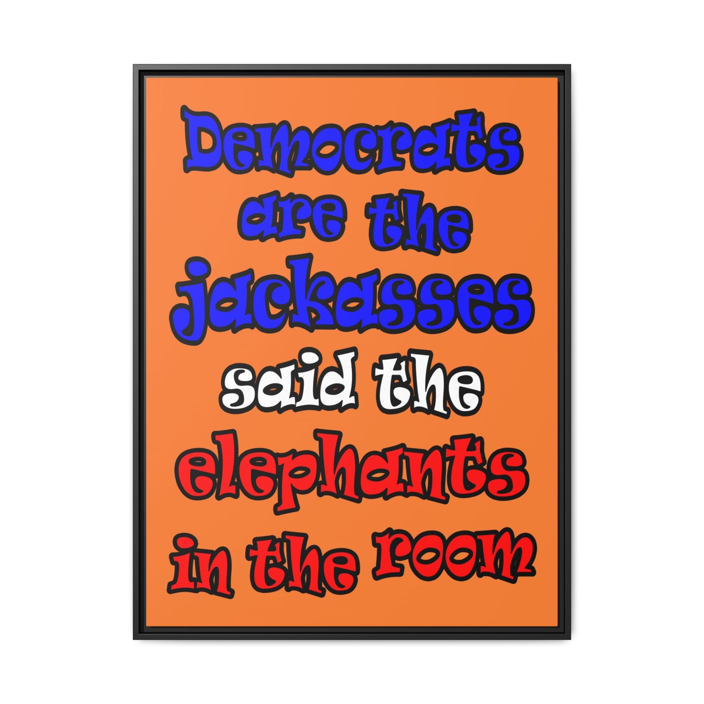 donkeys and elephants - framed canvas art (crusta)