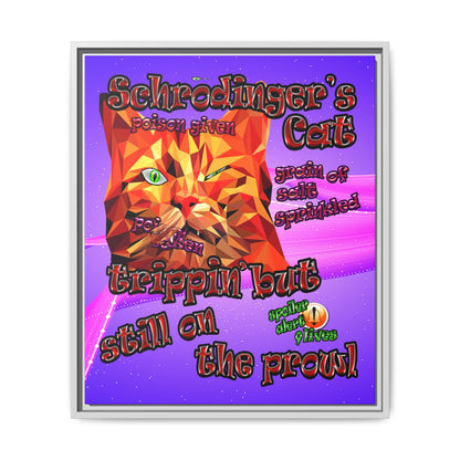 schrodinger's cat - framed canvas art (purple-pink wave)