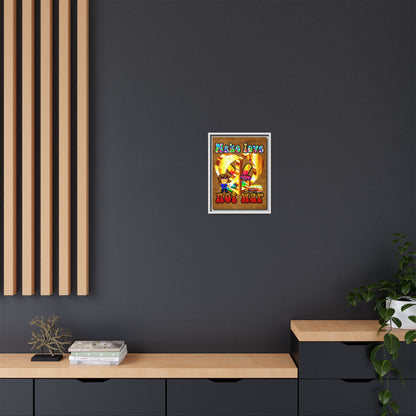 love peace - framed canvas art (brown papyrus)