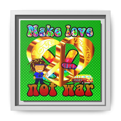 love peace - framed canvas art (logo green)