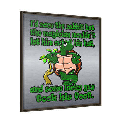 turtle race - framed canvas art (brushed nickel)