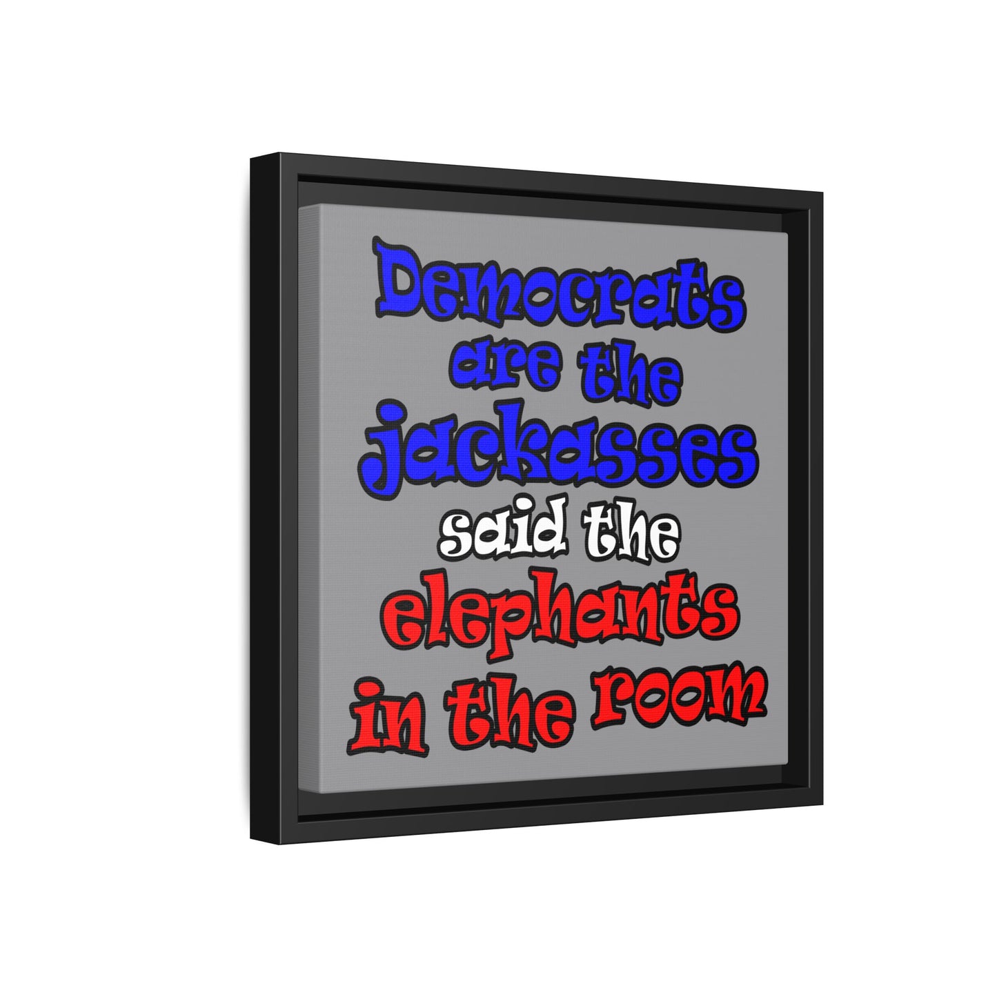 donkeys and elephants - framed canvas art (grey)