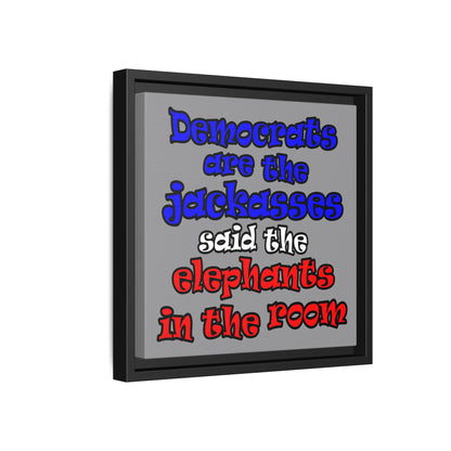 donkeys and elephants - framed canvas art (grey)