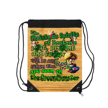 christmas spirits of boston - Drawstring Bag (butterscotch wood finish)