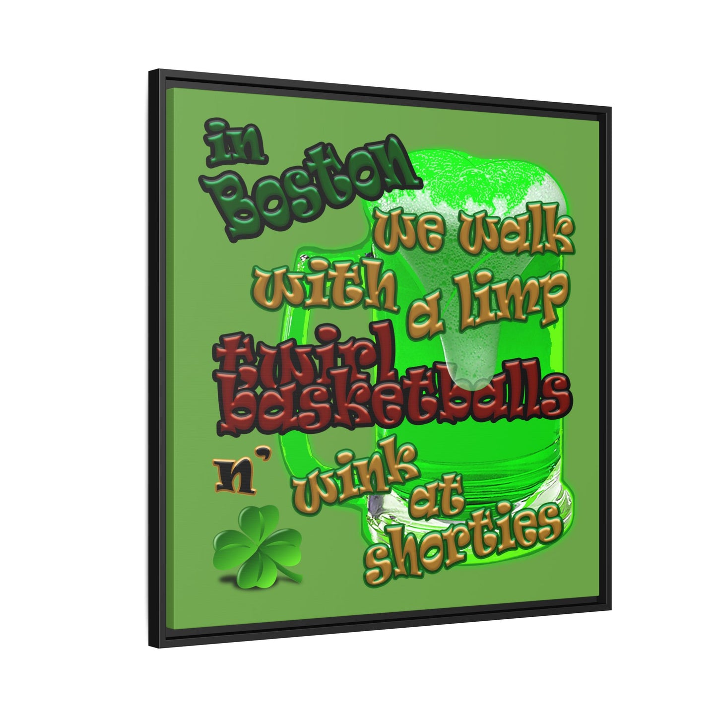 celtics logo - framed canvas art (green)