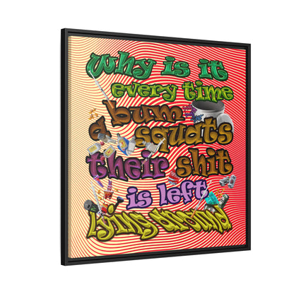 the bum's shit - framed canvas art (yellow-orange wave)