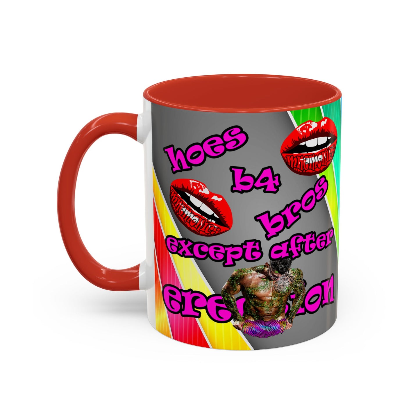 hoes b4 bros - Accent Mug (rainbow split)