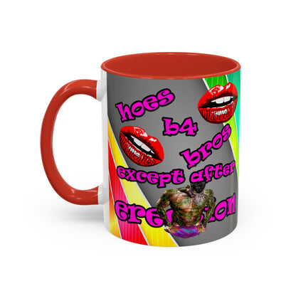 hoes b4 bros - Accent Mug (rainbow split)