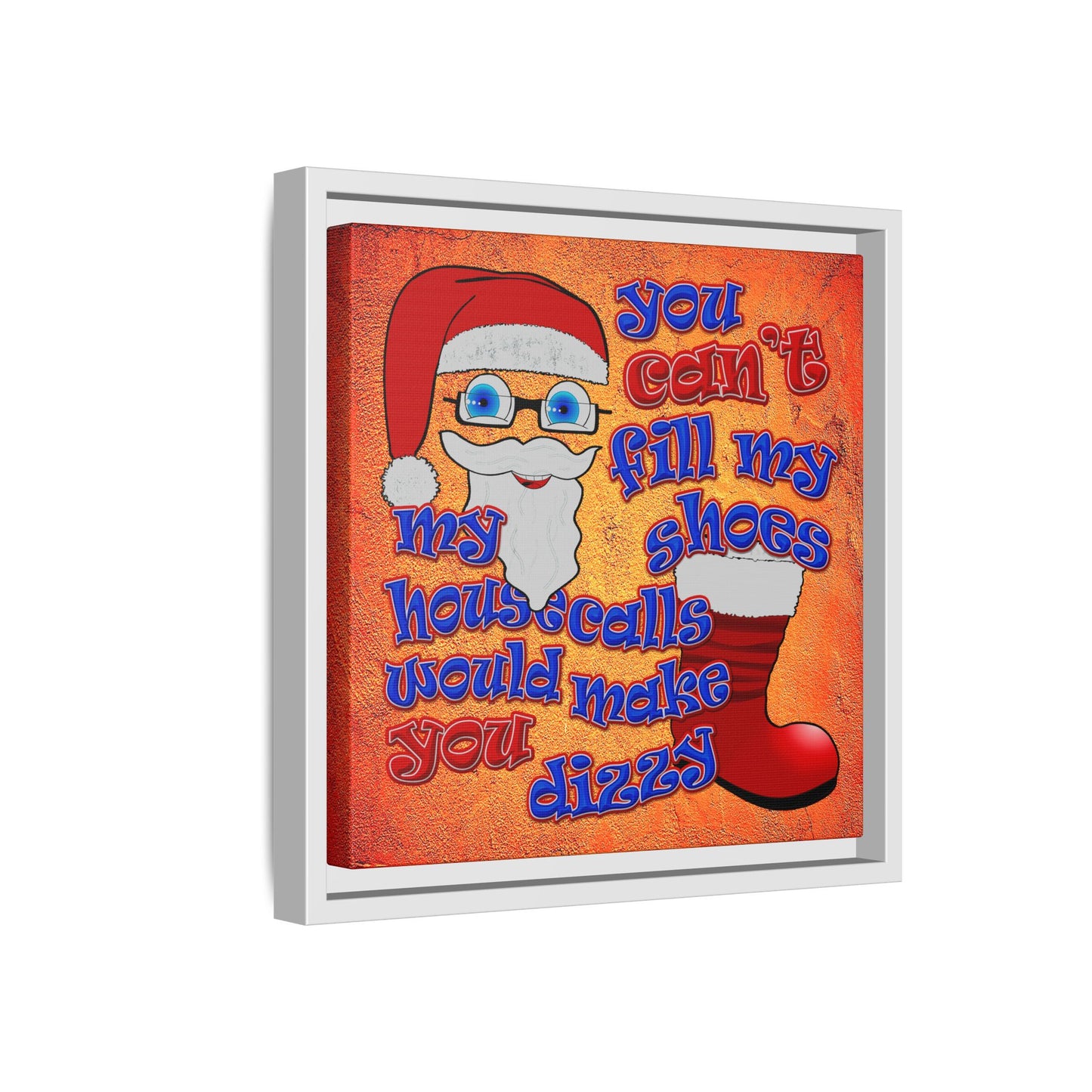 santa's shoes - framed canvas art (burnt orange)