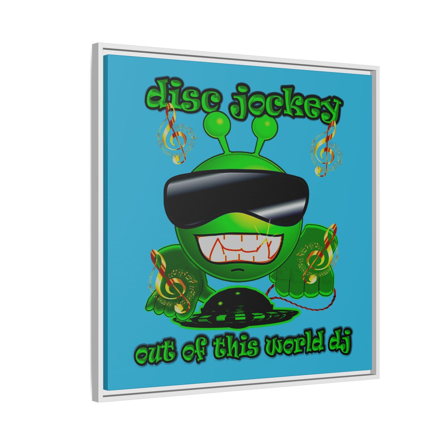 disc jockey - framed canvas art (turquoise)