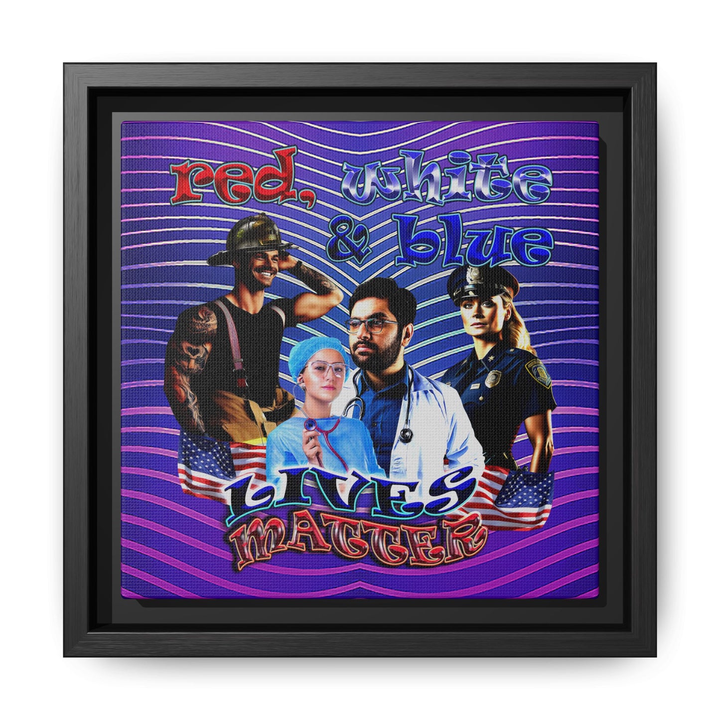 rw&b lives matter - framed canvas art (purple wave)