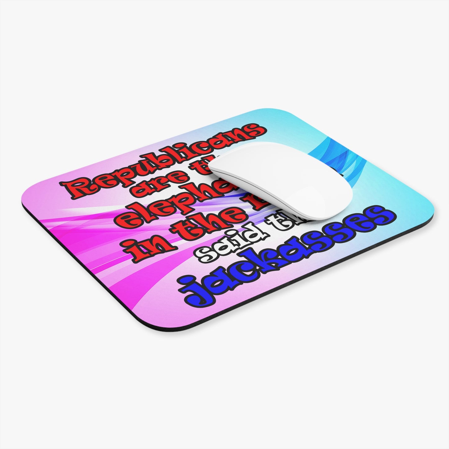 donkeys and elephants - Mouse Pad (Rectangle) (light blue-pink wave)