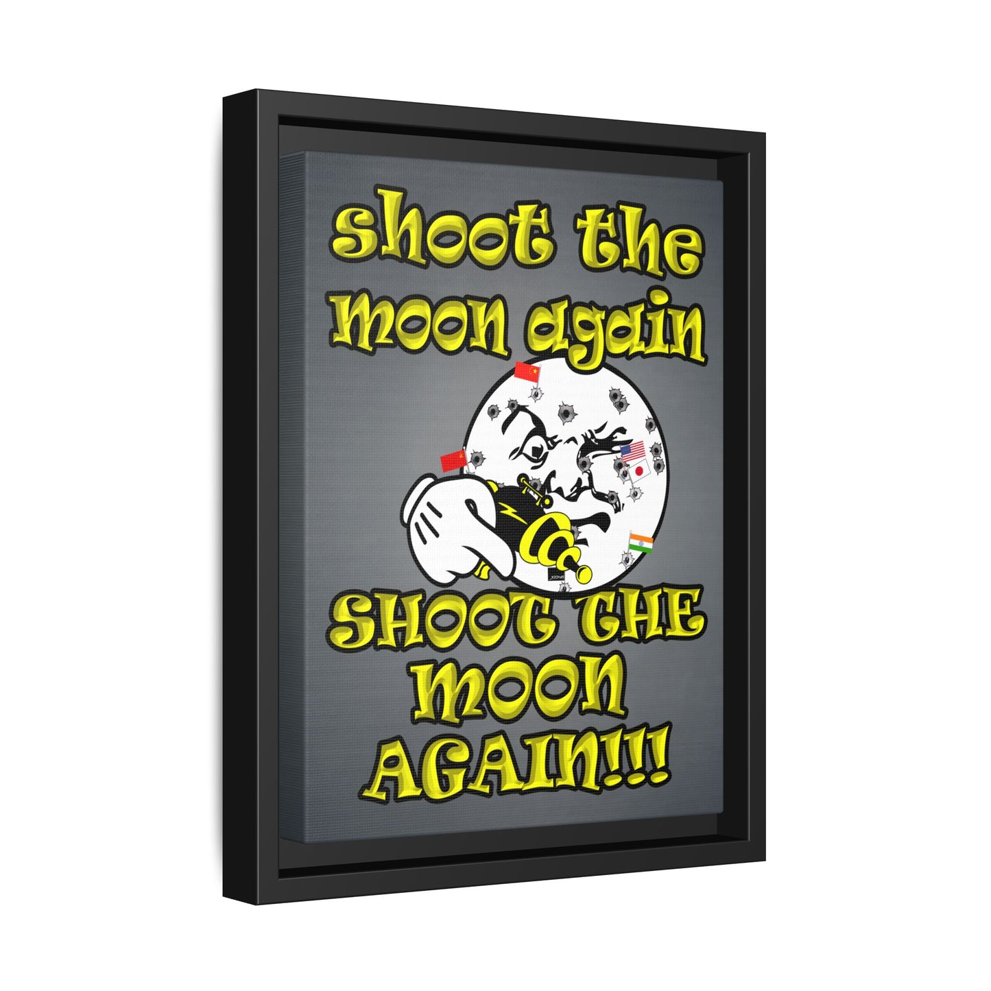 shoot the moon again - framed canvas art (grey-light grey)