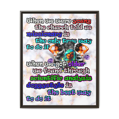 doggystyle - framed canvas art (white marble)