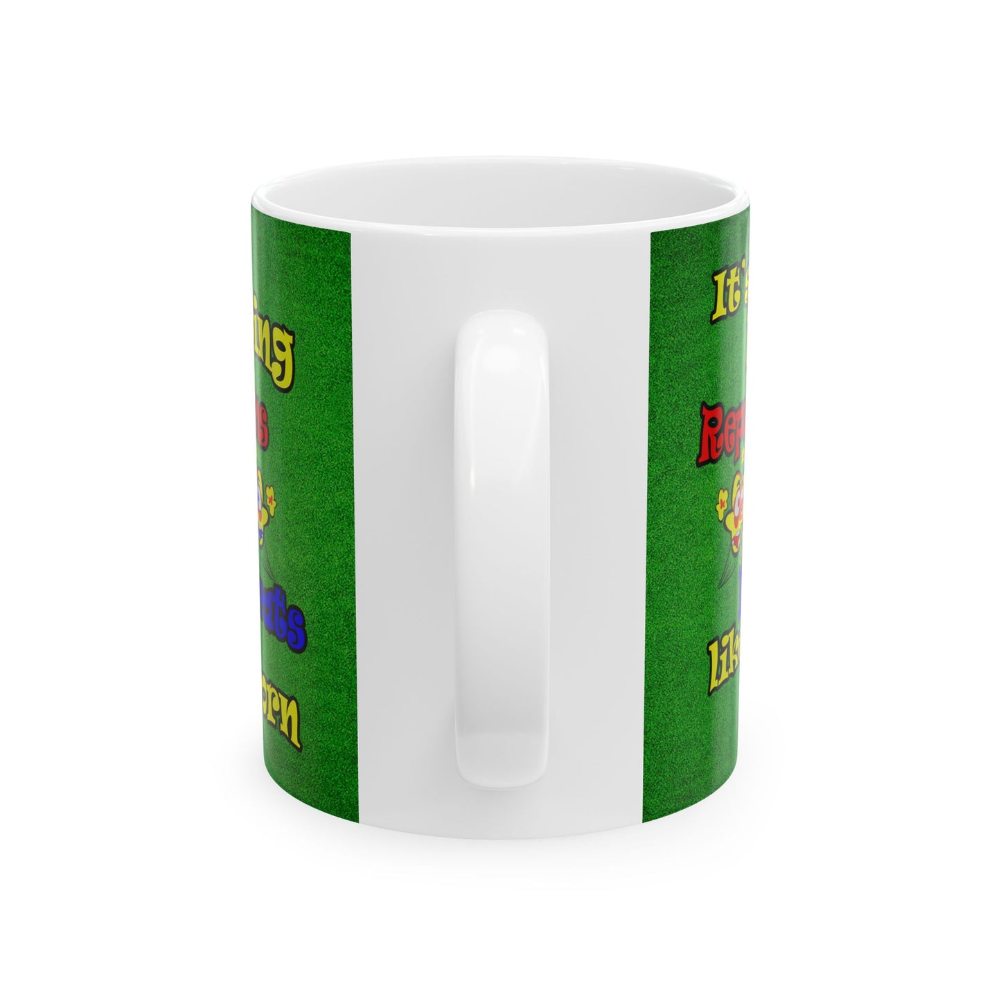 popping like popcorn - White Mug (green turf)