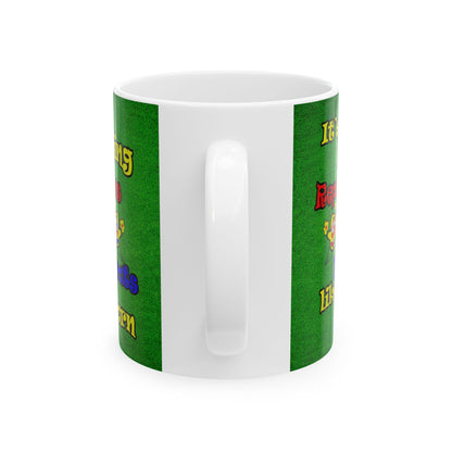 popping like popcorn - White Mug (green turf)
